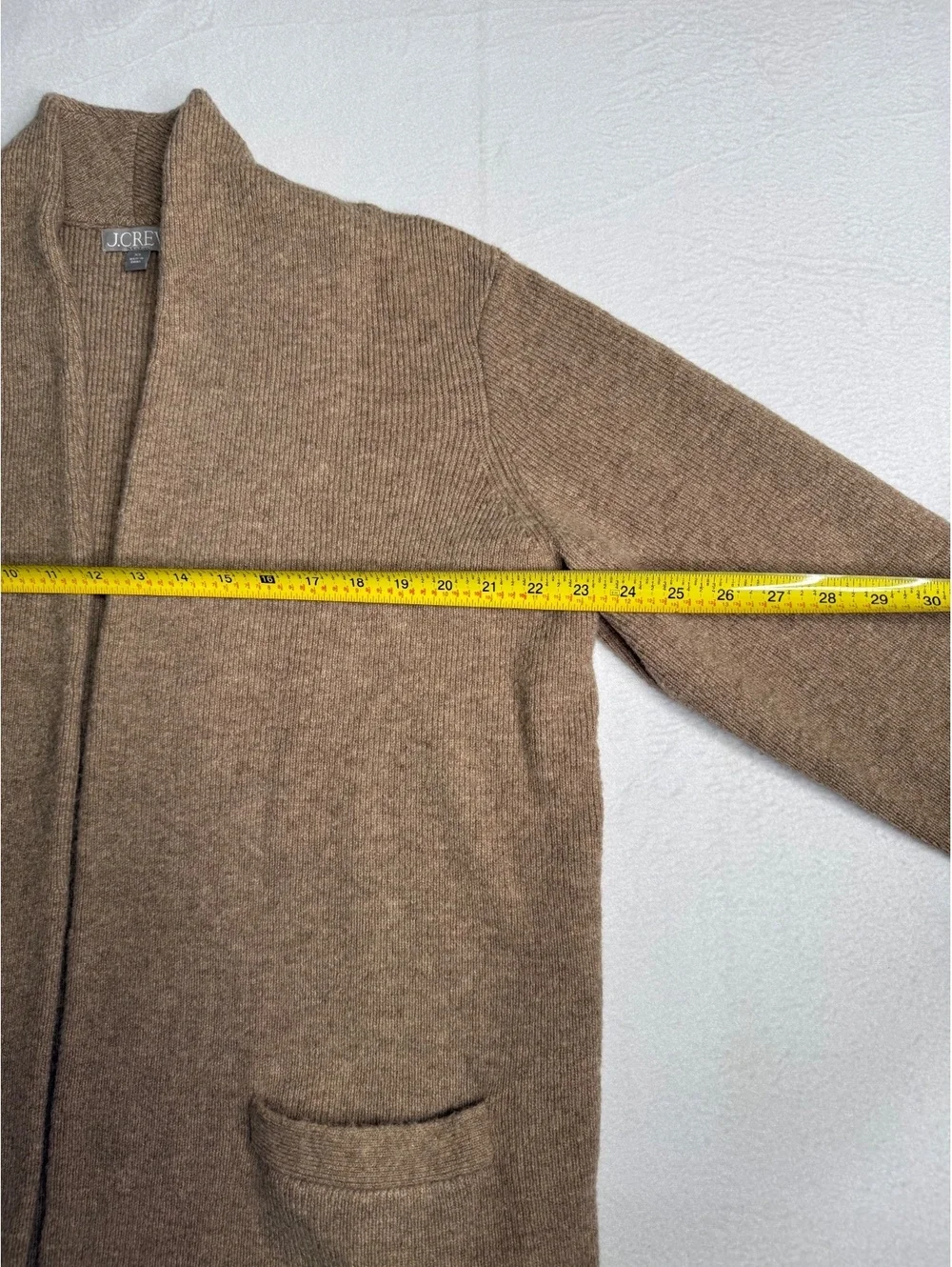 J.Crew Women’s XS Long Open Cardigan Brown Merino Wool Alpaca Blend Pockets